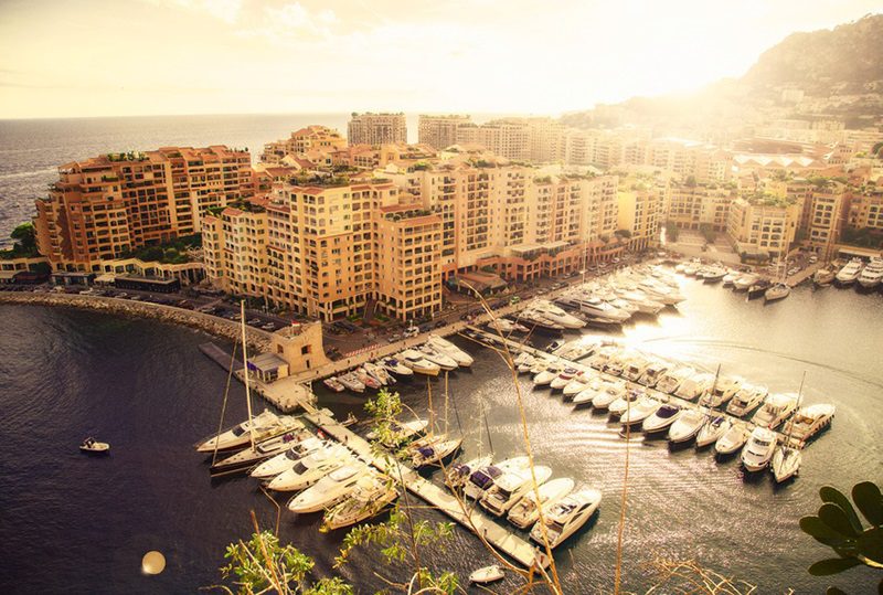 Panoramic view of Monte Carlo harbour in Monaco. Azur coast.