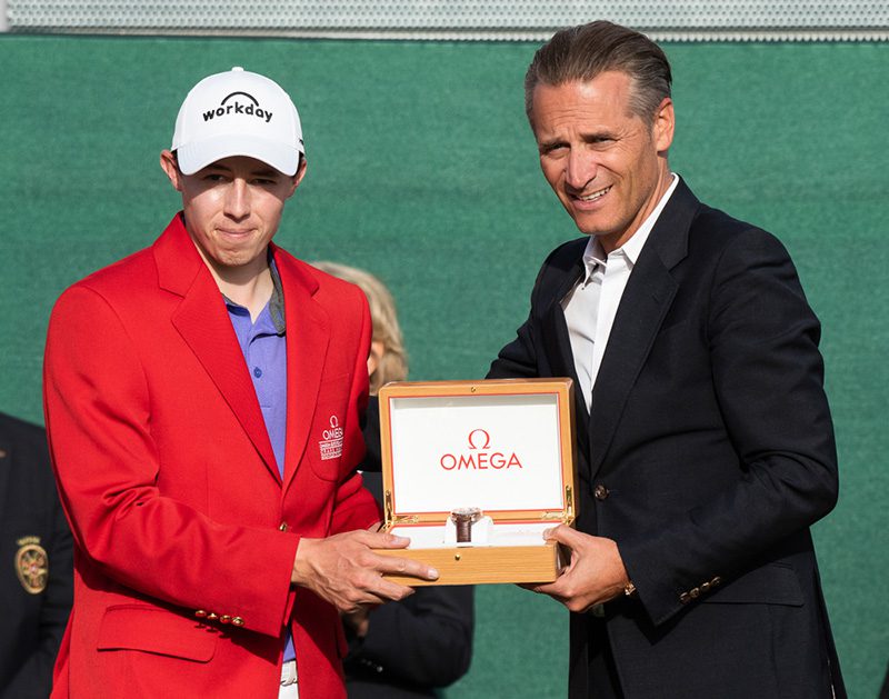 Matthfew Fitzpatrick mit Omega CEO Raynald Aeschlimann I Credit: Omega